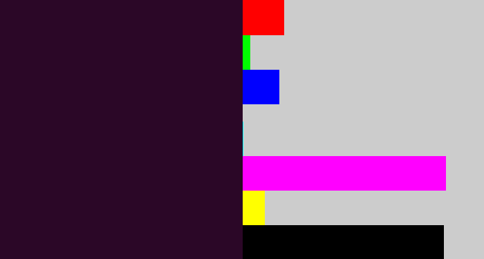 Hex color #2b0727 - very dark purple