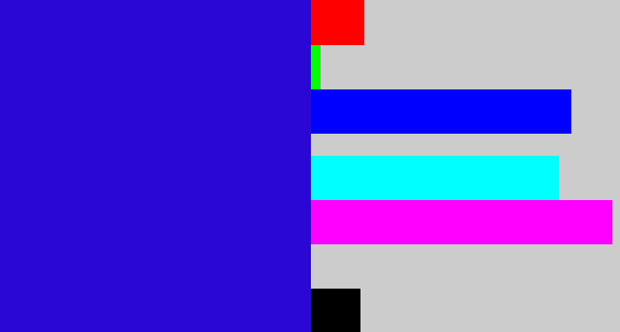 Hex color #2b07d5 - ultramarine blue