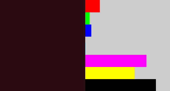 Hex color #2b0c12 - dark maroon