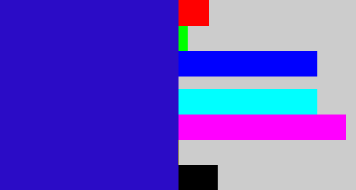 Hex color #2b0cc6 - ultramarine