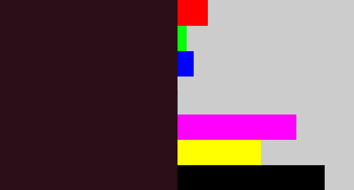 Hex color #2b0e17 - dark maroon