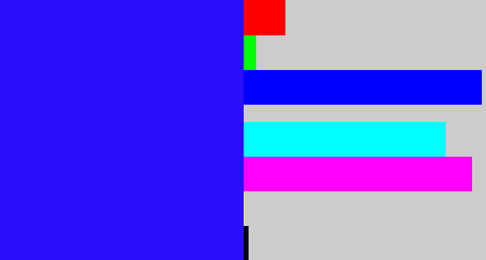 Hex color #2b0ef9 - strong blue
