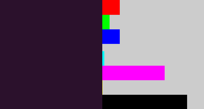 Hex color #2b112c - very dark purple