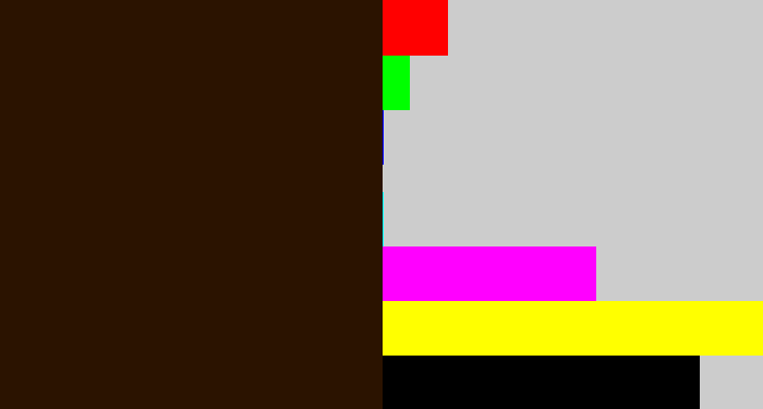 Hex color #2b1300 - dark brown