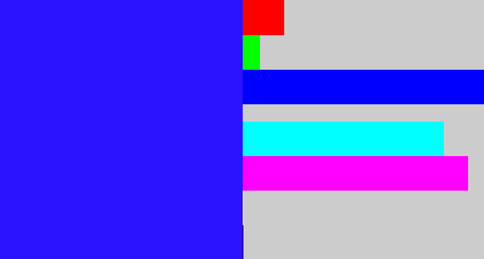 Hex color #2b13ff - light royal blue