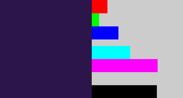 Hex color #2b154a - dark indigo