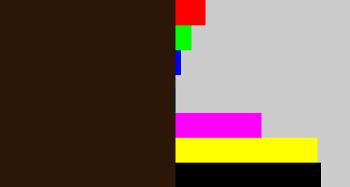 Hex color #2b1608 - dark brown