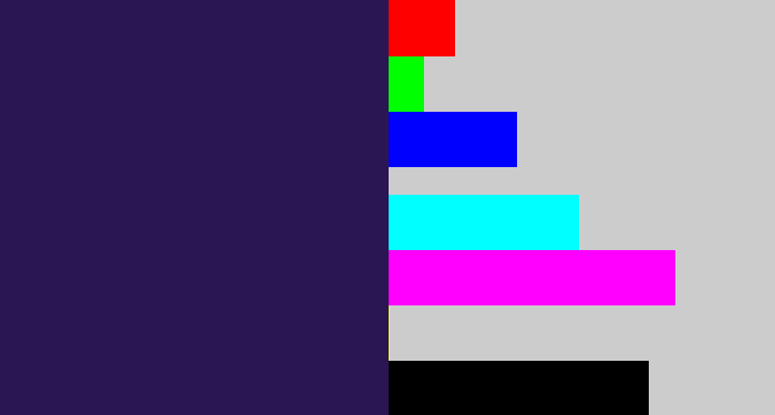 Hex color #2b1654 - dark indigo