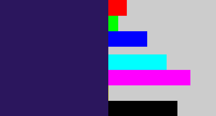 Hex color #2b165d - dark indigo