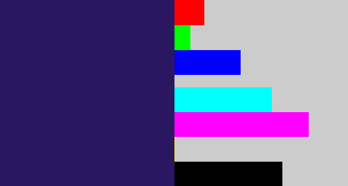 Hex color #2b1661 - dark indigo
