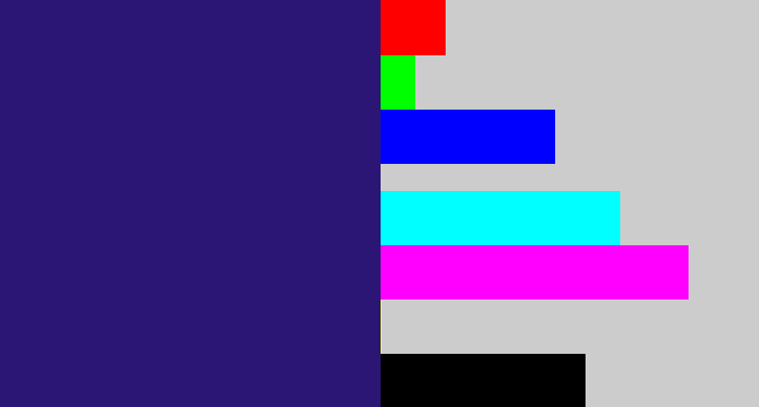 Hex color #2b1675 - indigo