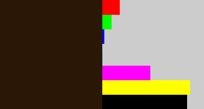Hex color #2b1706 - dark brown