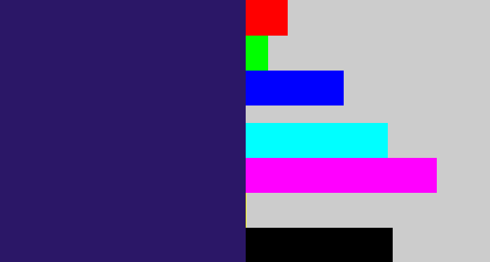 Hex color #2b1767 - dark indigo