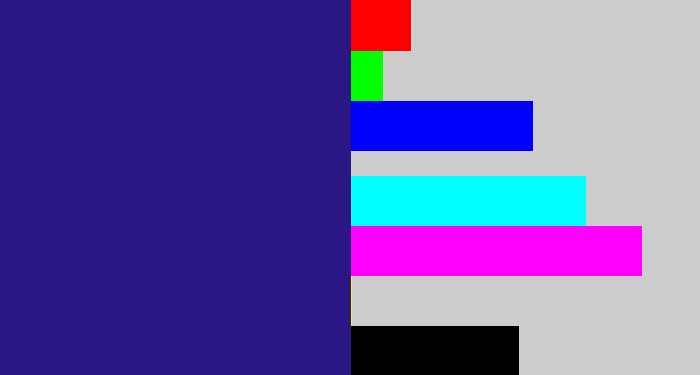 Hex color #2b1784 - indigo