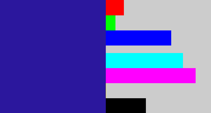 Hex color #2b179d - indigo blue