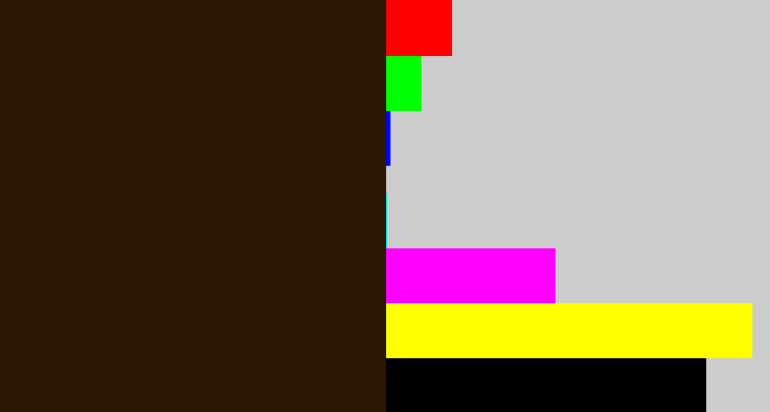 Hex color #2b1802 - dark brown