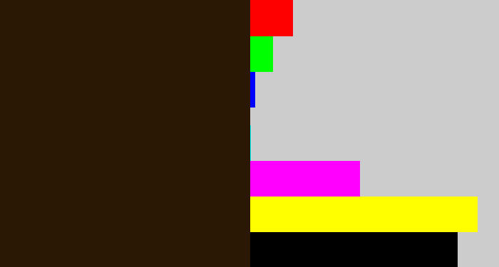 Hex color #2b1804 - dark brown