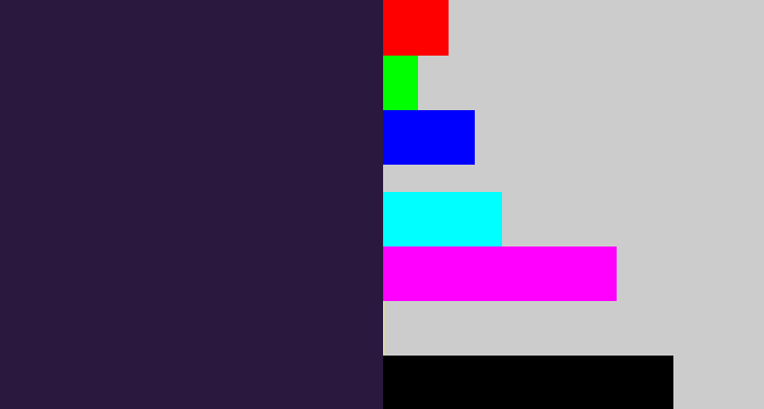 Hex color #2b183e - dark purple