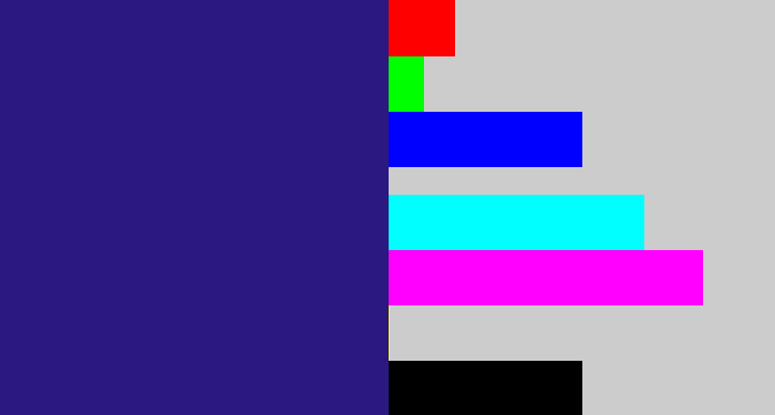 Hex color #2b1880 - indigo