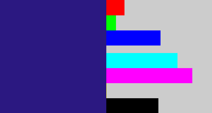 Hex color #2b1881 - indigo