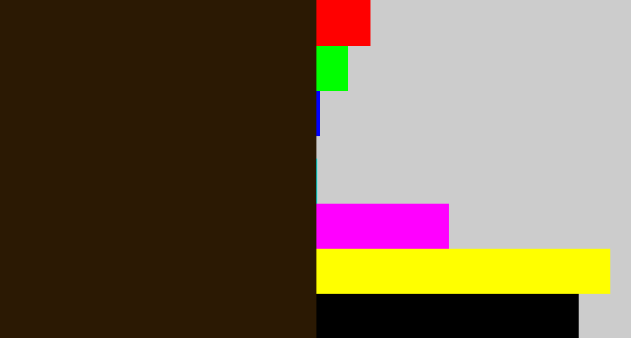 Hex color #2b1903 - dark brown