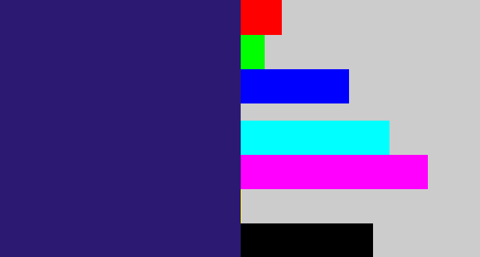 Hex color #2b1972 - indigo