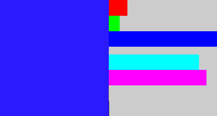 Hex color #2b19ff - light royal blue