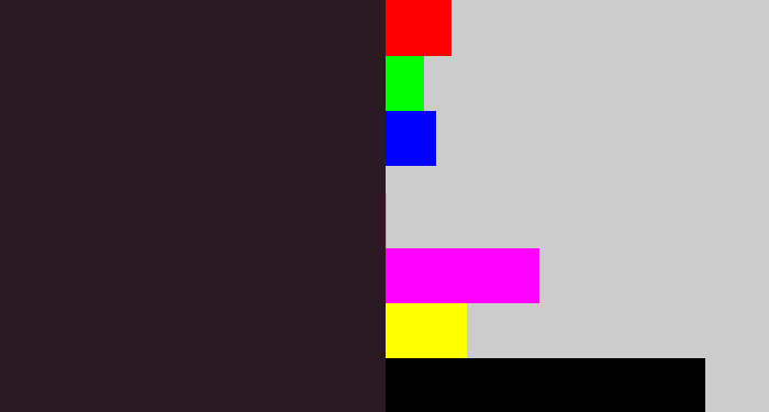 Hex color #2b1a22 - dark