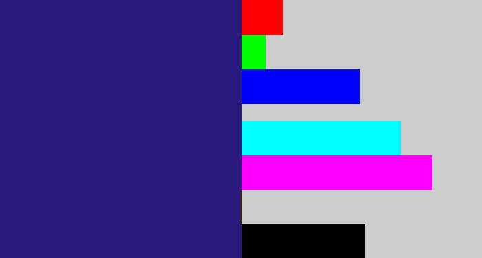 Hex color #2b1a7d - indigo