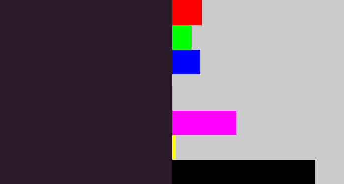 Hex color #2b1b2a - dark