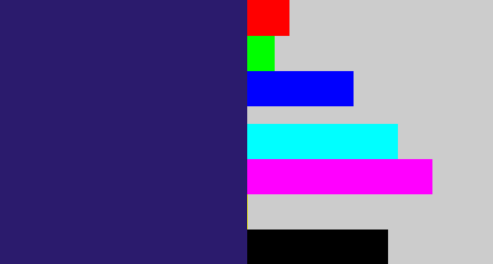 Hex color #2b1b6d - dark indigo