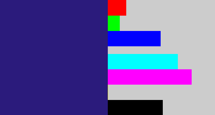 Hex color #2b1b7c - indigo