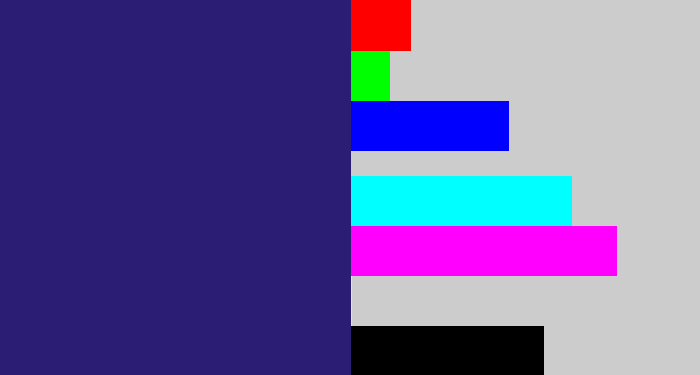 Hex color #2b1c74 - indigo