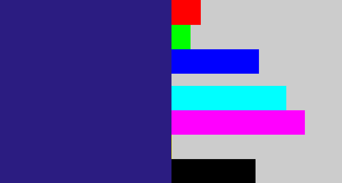 Hex color #2b1c81 - indigo