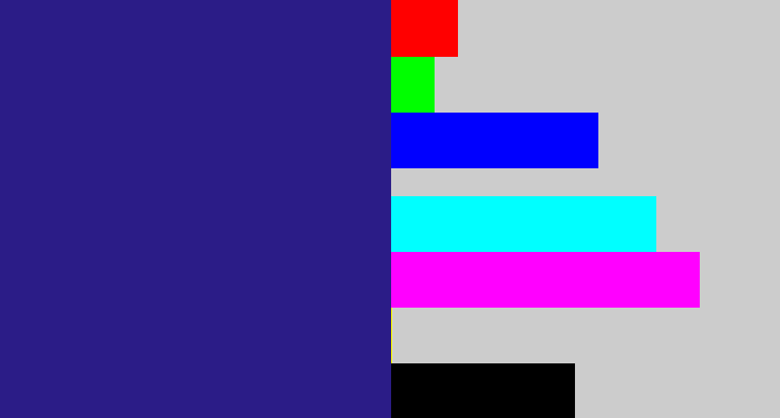 Hex color #2b1c87 - indigo
