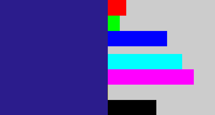 Hex color #2b1c8c - indigo