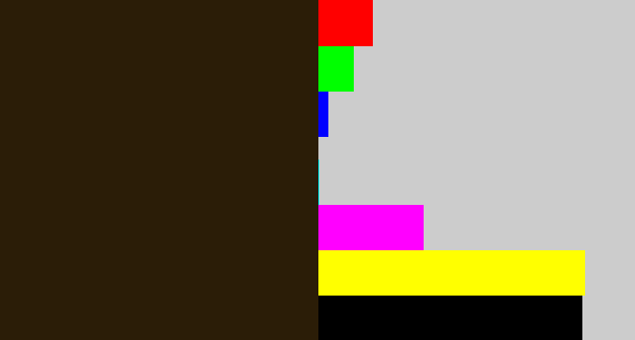 Hex color #2b1d07 - dark brown