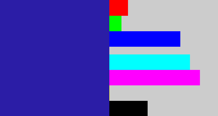 Hex color #2b1da6 - indigo blue