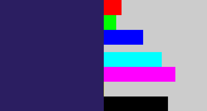 Hex color #2b1e61 - dark indigo