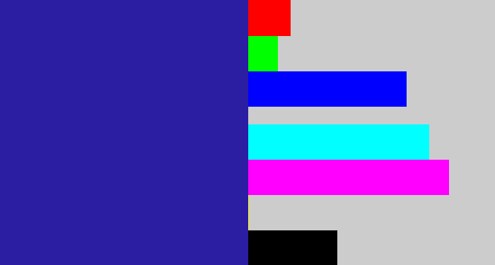 Hex color #2b1ea2 - indigo blue