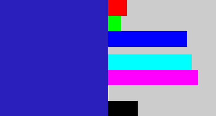 Hex color #2b1fbb - indigo blue