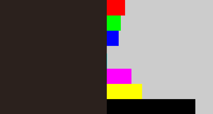Hex color #2b211d - dark