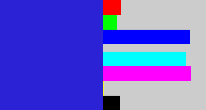 Hex color #2b21d5 - ultramarine blue