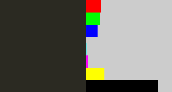 Hex color #2b2a22 - dark