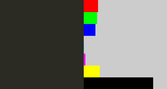 Hex color #2b2a23 - dark