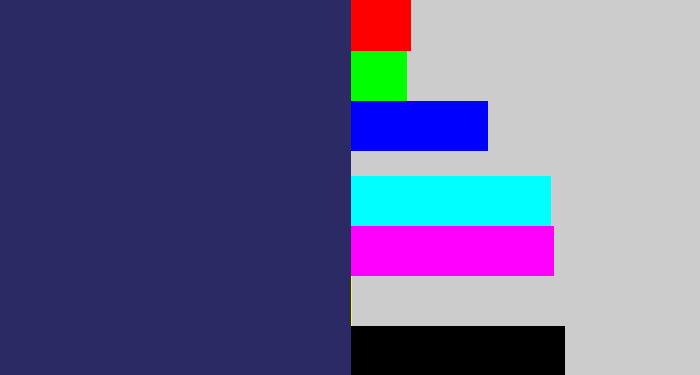 Hex color #2b2a64 - dark grey blue