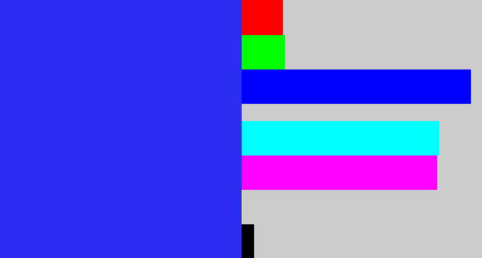 Hex color #2b2ef2 - light royal blue