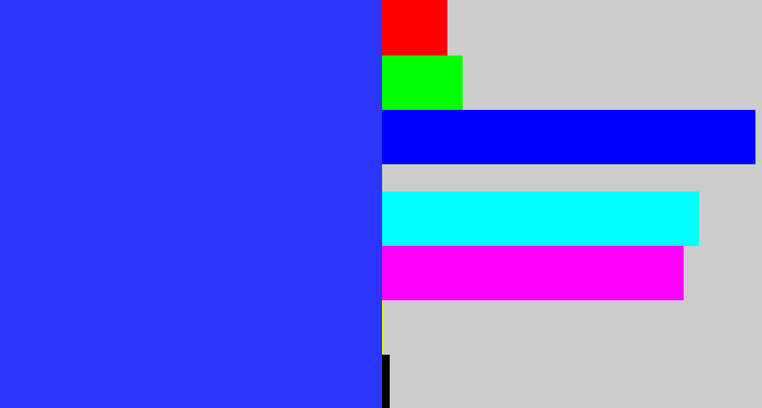 Hex color #2b35fb - light royal blue