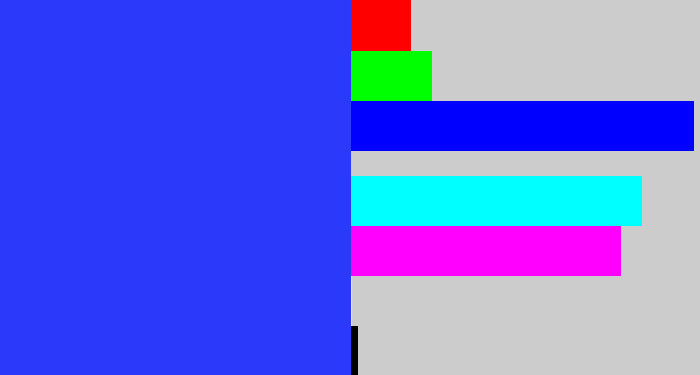 Hex color #2b3afa - light royal blue