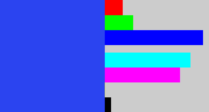 Hex color #2b44f0 - azul